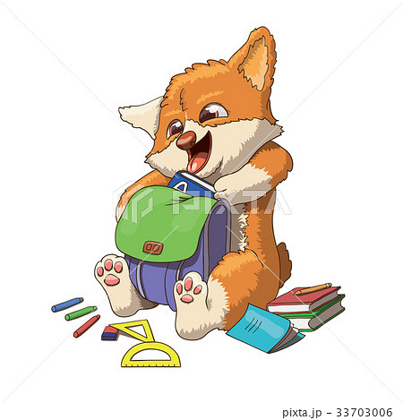 Welsh corgi dog puppy going to school 33703006