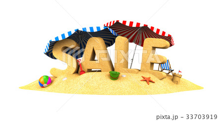 Sale season - word of sand. 3d illustration Sale season - word of sand. 3d illustration 33703919