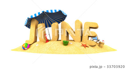 JUNE - word of sand. 3d illustration JUNE - word of sand. 3d illustration 33703920