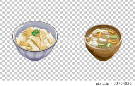 Bamboo shoot rice and green onion miso soup Bamboo shoot rice and green onion miso soup 33704826