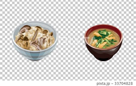 蘑菇飯和菠菜味噌湯 33704828