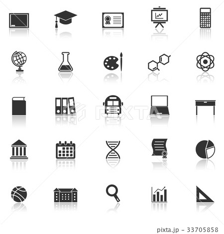 Education icons with reflect on white background 33705858