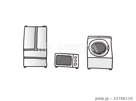 白物家電 冷蔵庫 電子レンジ 洗濯機のイラスト素材 [33706110] - PIXTA