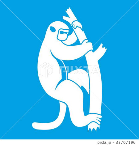 Macaque on a tree icon white Macaque on a tree icon white 33707196