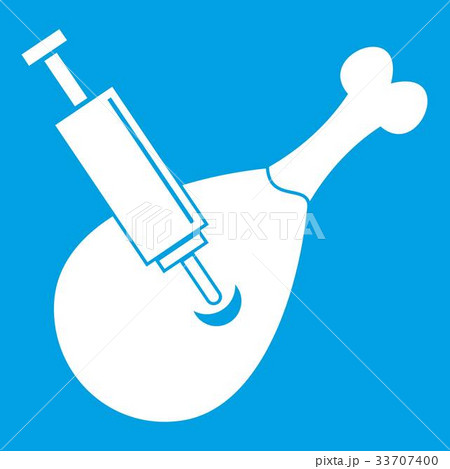 Syringe being injected to a piece of meat icon 33707400