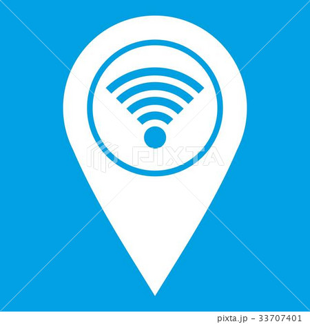 Map pin pointer with wi fi symbol icon white 33707401
