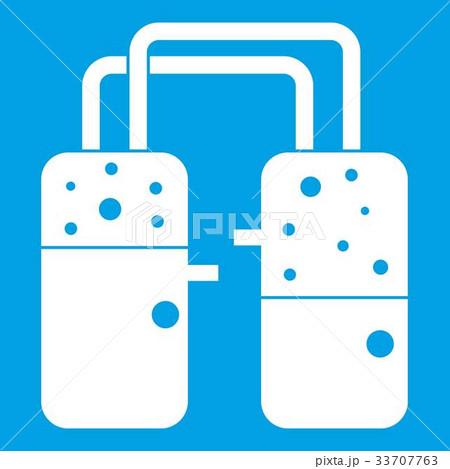 Containers connected with tubes icon white Containers connected with tubes icon white 33707763