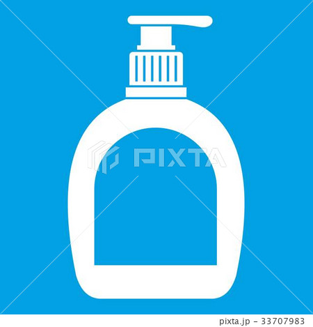 Bottle with liquid soap icon white Bottle with liquid soap icon white 33707983