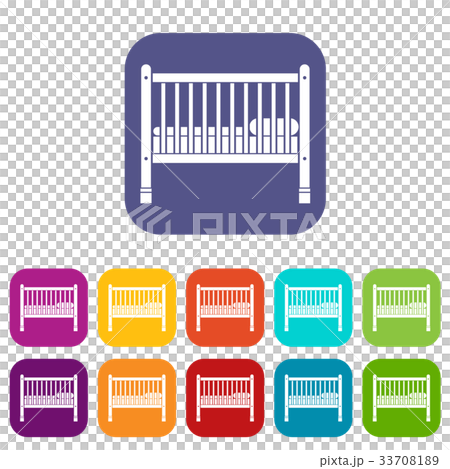 Baby bed icons set 33708189