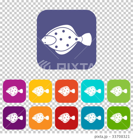 Flounder fish icons set 33708321