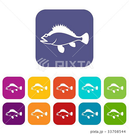 Rose fish, Sebastes norvegicus icons set 33708544