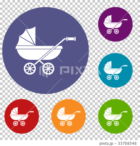 Baby carriage icons set Baby carriage icons set 33708548