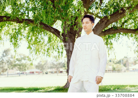 Handsome man practicing thai chi 33708884