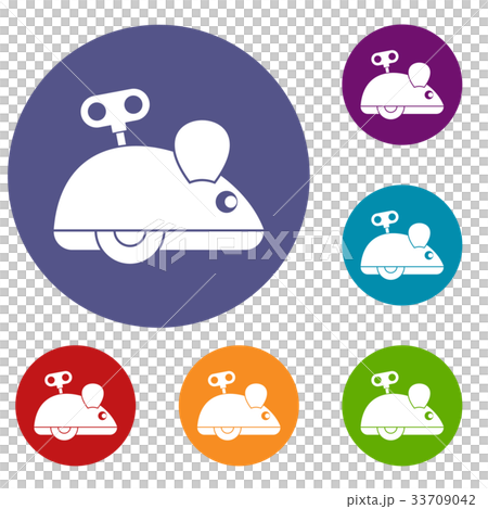 Clockwork mouse icons set 33709042