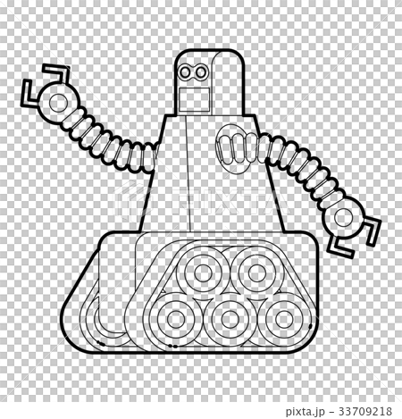 圖庫插圖: robot with caterpillar track icon outline