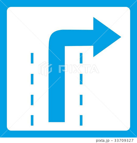 Turn right traffic sign icon white 33709327