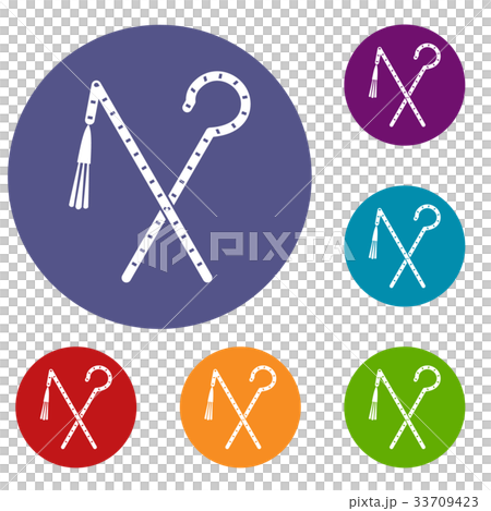 Rod and whip of Pharaoh icons set Rod and whip of Pharaoh icons set 33709423