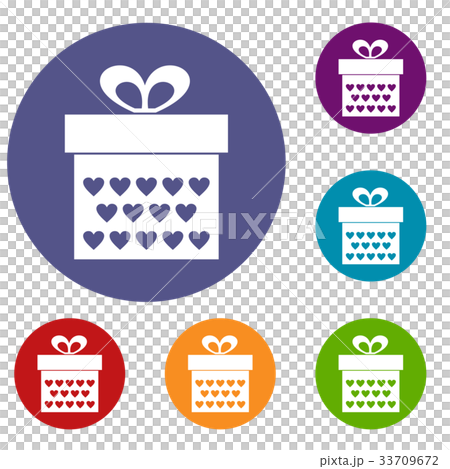 Gift box with ribbon bow icons set Gift box with ribbon bow icons set 33709672