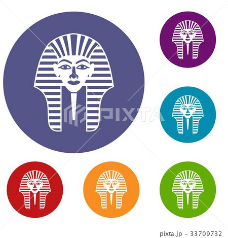 Tutankhamen mask icons set 33709732