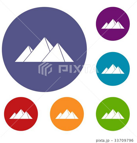 Pyramids in Giza icons set 33709796