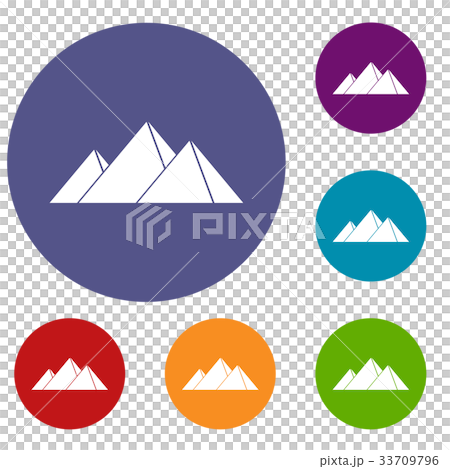 Pyramids in Giza icons set 33709796