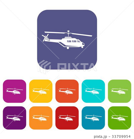 Military helicopter icons set 33709954