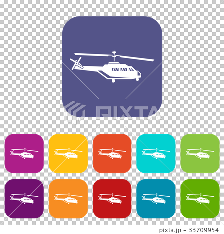 Military helicopter icons set 33709954