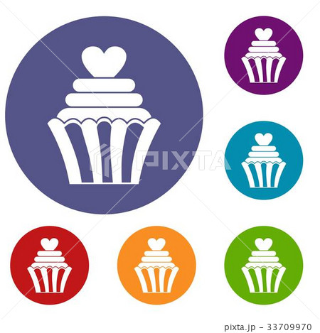 Love cupcake icons set 33709970