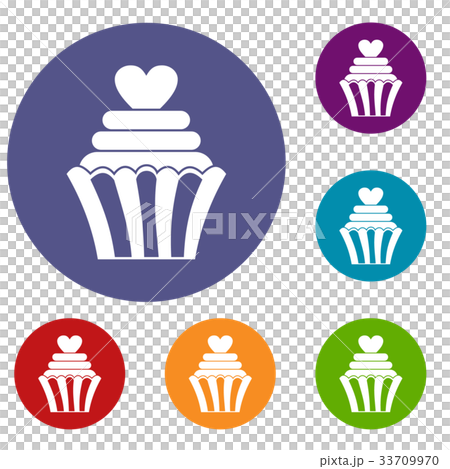 Love cupcake icons set 33709970