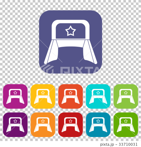 Hat with earflaps icons set Hat with earflaps icons set 33710031