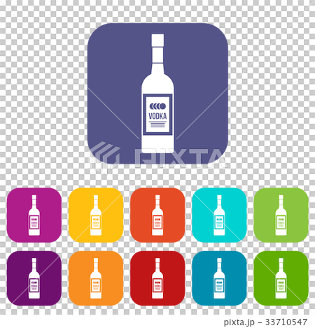 Bottle of vodka icons set 33710547