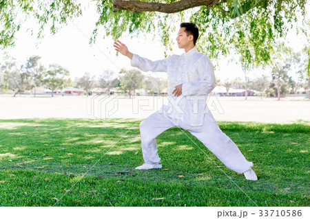 Handsome man practicing thai chi 33710586