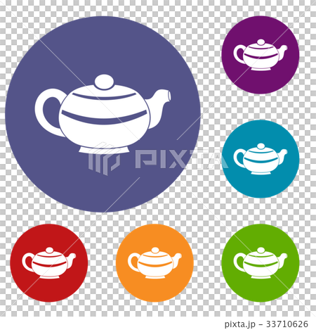 Chinese teapot icons set 33710626
