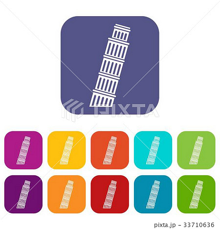 Tower of pisa icons set 33710636