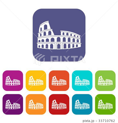 Roman Colosseum icons set 33710762