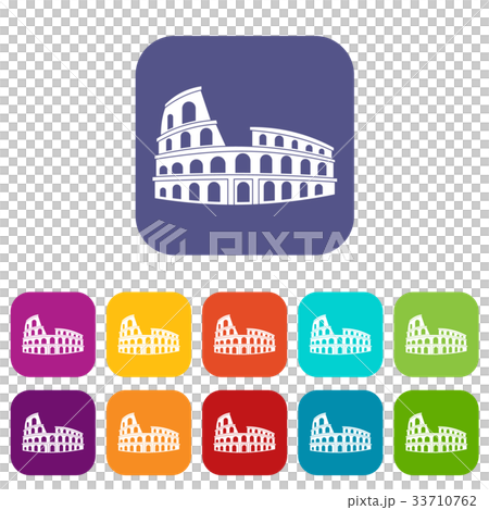 Roman Colosseum icons set 33710762
