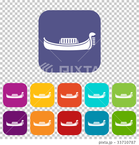 Venice gondola icons set 33710787