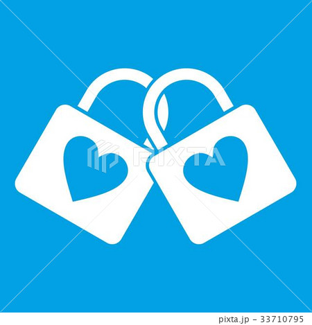 Two locked padlocks with hearts icon white 33710795