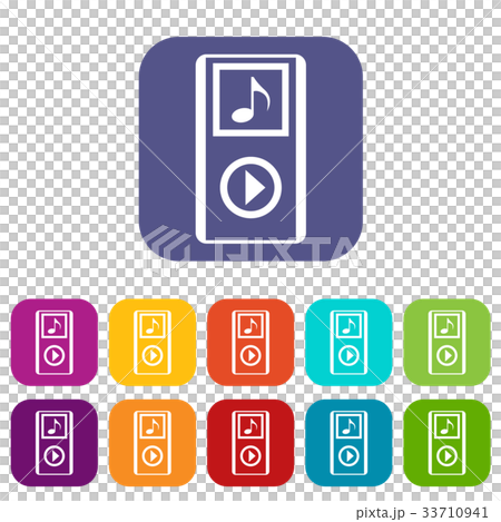 Mini MP3 portable player icons set 33710941