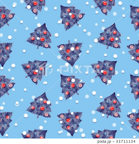 Fir tree and balls. Christmas seamless pattern Fir tree and balls. Christmas seamless pattern 33711134