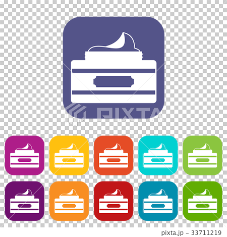 Cream container icons set Cream container icons set 33711219