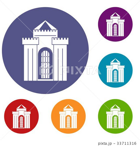 Medieval palace icons set Medieval palace icons set 33711316
