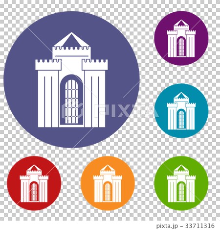Medieval palace icons set Medieval palace icons set 33711316