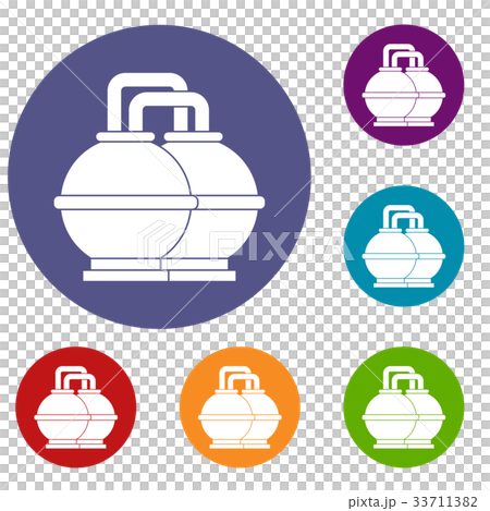 Industrial tanks for petrol and oil icons set 33711382
