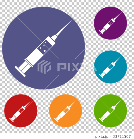 Injection syringe icons set Injection syringe icons set 33711507