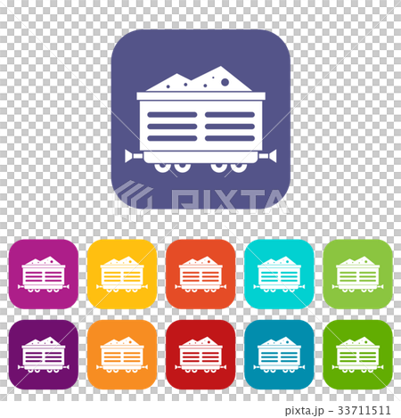 Train waggon with coal icons set 33711511