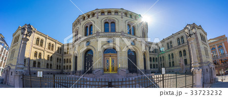 Panorama view of Parliament of Norway Stortinget Panorama view of Parliament of Norway Stortinget 33723232