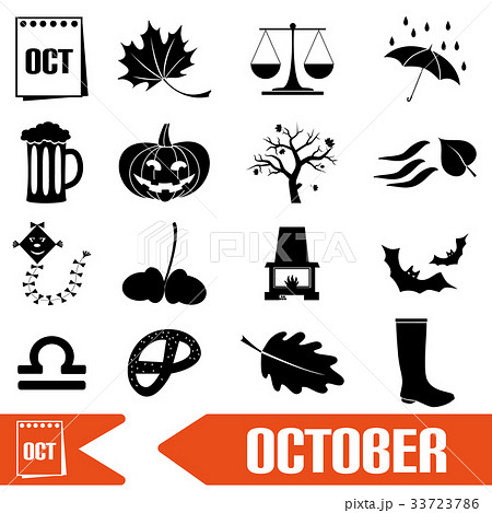 october month theme set of simple icons eps10 33723786