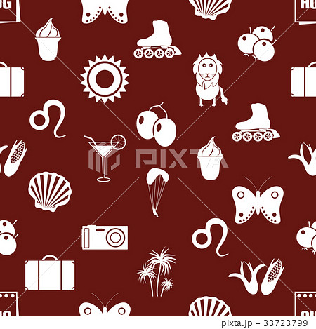 august month theme set of simple icons red pattern 33723799