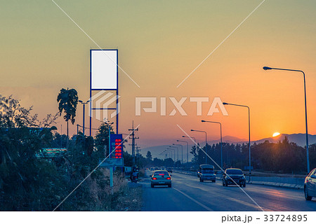 Blank billboard on Petrol station and Gas station 33724895
